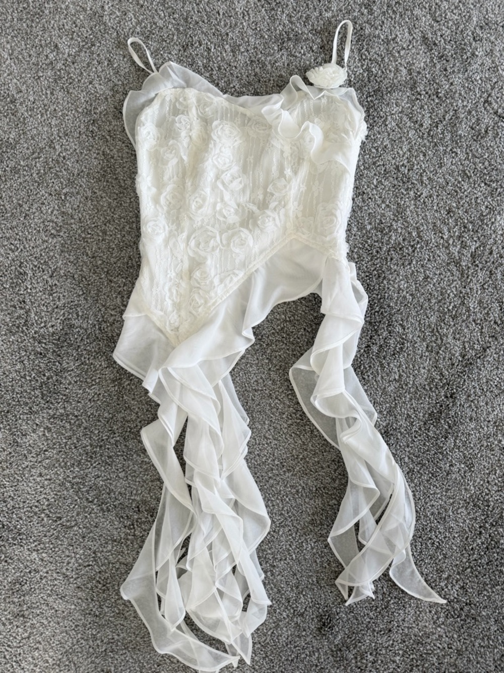 Dreamy White Floral Lace Ruffle Camisole Top - Fairycore Aesthetic